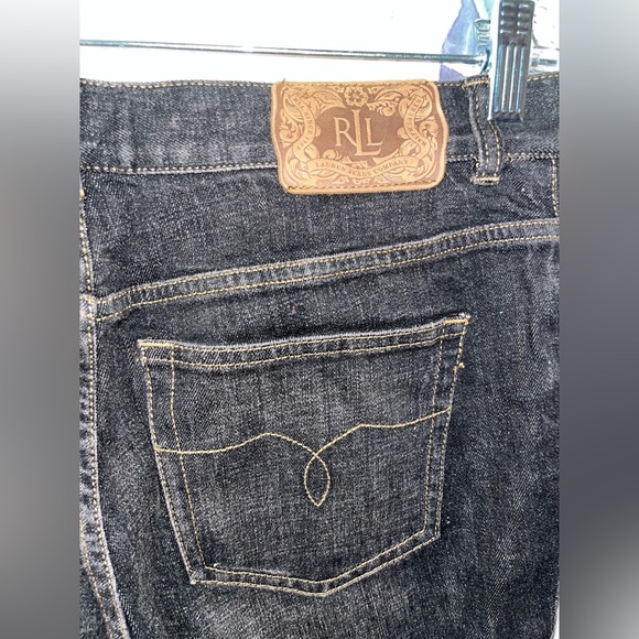 Ralph Lauren Womens Straight Leg Jeans Black Stretch Velvet Patch Embellished 10 - Picture 6 of 7